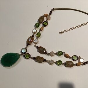 Lia Sophia 2008 Sanibel adventurine, unakite 2 tiered necklace